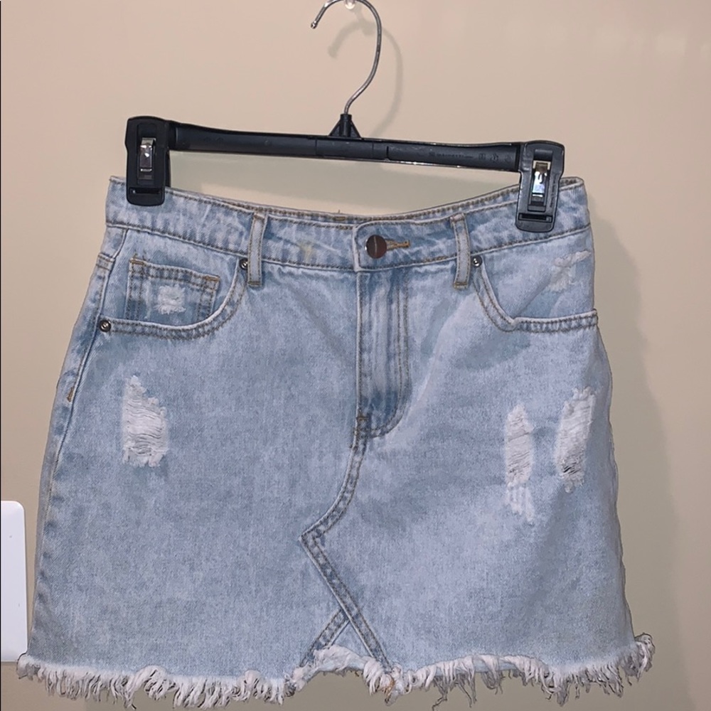 Ripped Denim Mini Skirt